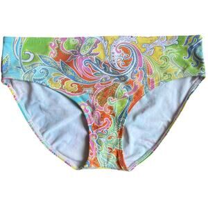 Ralph Lauren Pink Green Paisley Print Hipster Bikini Swimsuit Bottom Size 6